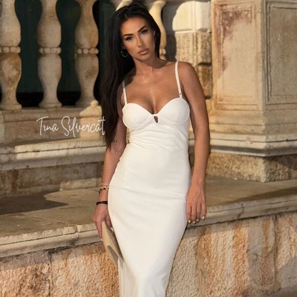 BLOGGER'S FAVE! Zara Stappy Midi Dress White NWT - Picture 8 of 16